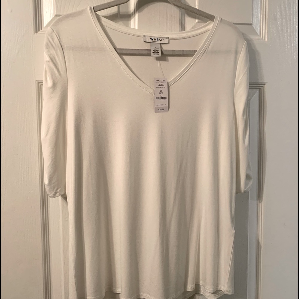 White House Black Market Ruched Sleeve Tee